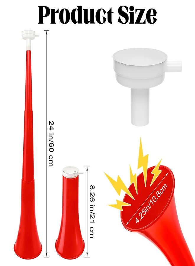VICROIC 24 Inch Collapsible Stadium Horn, Vuvuzela Plastic Blow Cheering Horn, Collapsible Plastic Trumpet noise makers Horn for Sporting Event，Football Soccer Games, School Party Supply(Red) - Image 2